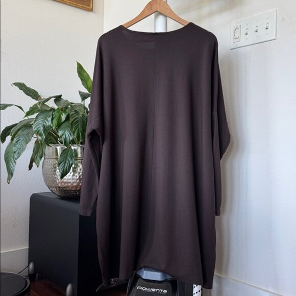 Bryn Walker Tunic Top Sz Large Brown Rayon Blend Long Sleeve Tapered Waist - Picture 7 of 10